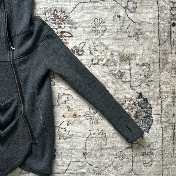 Aakasha Asymmetrical Long Hoodie XS Dark Gray Avant Garde Zip Jacket - Picture 5 of 9